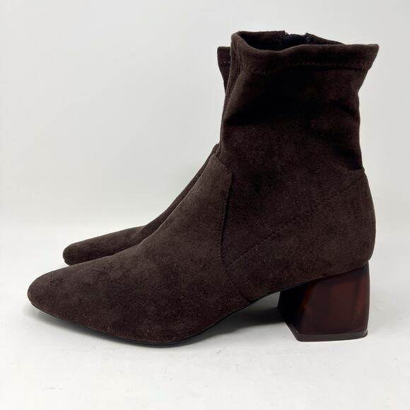 Silent D Anthropologie Maretolp Heeled Ankle Boots Booties Brown Suede EU 37 6.5 - Picture 4 of 13